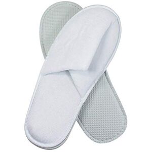 World Amenities 100 Pairs Premium Spa Slippers Bulk Unisex Closed Toe, Individually Wrapped Hotel Slippers Travel Amenities Ultra Soft, Disposable Guest Slippers - White