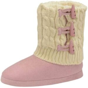 Dunlop Ladies Bootie Slippers Soft Warm Cosy Faux Fur Lined Sparkly Winter Ankle Boots (Dusky Pink, Uk Footwear Size System, Adult, Women, Numeric Range, Medium, 3, 4)