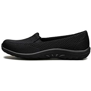 Skechers Women's Reggae Fest-Willows Loafer Flat, Black Mesh, 3.5 UK