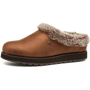 Skechers Women'S Keepsakes - M Low Top Slippers, Brown Brown Micro Leather Faux Fur Line Brn, 5 Uk