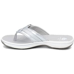 Clarks Women's Breeze Sea Flip Flop, New Silver Synthetic, 8.5 UK