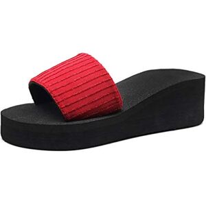 Generic Peep Toe Slippers For Women - Thick Bottom Beach Slippers Ladies Peep Toe Mid Wedge Anti Slip Mule Clogs Beach Slippers Wedge Sandals Platform Slippers Dress Shoes For Women Thick Slippers