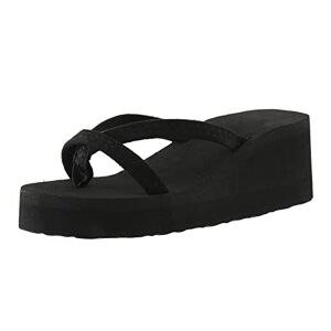 Generic Black Sandals Ankle Strap Women Comfortable Dressy Wedge Ladies Shoes Wedge Thick Sole Flip Flops Fashion Comfortable Soft Beach Flip Sandals Women Slides Sandals Size 11 (Black, 4)