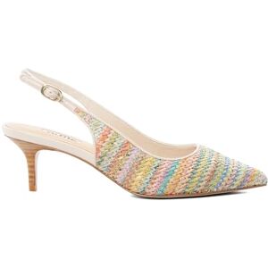 Dune London Dune Ladies Celima Rainbow Raffia Sling-Backs Size Uk 4 Stacked Heel Slingbacks