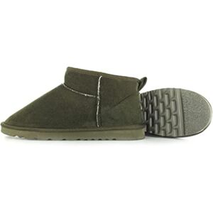 Ella Ladies Ankle Boots Casual Winter Fleece Lined Faux Suede Snug Flat Cosy Warm Fashion Slip On Booties (Olive, Uk 7)