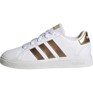 adidas Boy's Grand Court 2.0 Sneaker, Ftwr White Ftwr White Matte Gold, 5 UK