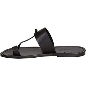 Gianluca - L'Artigiano Del Cuoio Gianluca - Black Leather Thong Sandals Handmade In Italy - Model Number: 554-U-Cuoio - Size: 10 Uk