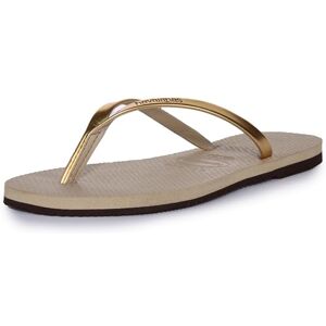 Havaianas Women's Metallic Flip Flops, Beige, 3/4 UK