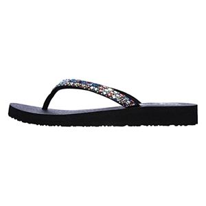 Skechers Womens Meditation Shine Away Flip Flops, Black Mitobuck Multi Rhinestone, 7 UK