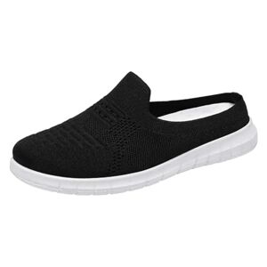 Generisch Baotou Women'S Shoes Ankle Boots Flat Women'S No Rear Breathable Casual Shoes Hollow Out Mesh Slippers Women'S Shoes Sandals, Black, 4 Uk