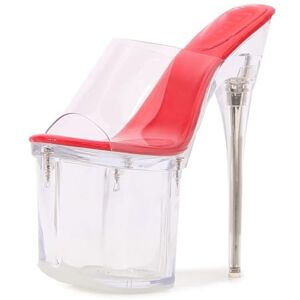 Uyttlhk Stilettos Sexy Slipper Platform Super High Heel 19cm Transparent Super Car Model Nightclub Princess Model Large Size Women (Color : Red, Size : 2.5 Uk)