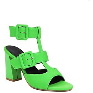 Jonam High Heels Buckle Strap Designer Womens Summer Shoes Open Toe Block High Heels Party Dress Pumps Lady Sandals (Color : Green, Size : 6)