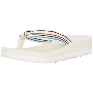 Tommy Hilfiger Women's Wedge Stripes Beach Sandal FW0FW07858 Flip Flop, Beige (Calico), 5 UK