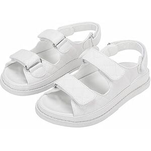 Hjbfvxv Women'S Slippers Beach Sandal Woman Flat Sandal Button Outdoorsandal For Girls (Color : White, Size : 34)