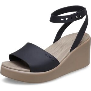 Crocs Women's Brooklyn Ankle Strap Wedge Sandal, Black/Mushroom, 4 UK