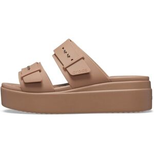 Crocs Women's Brooklyn Buckle Low Wedge Sandal, Latte, 3 UK