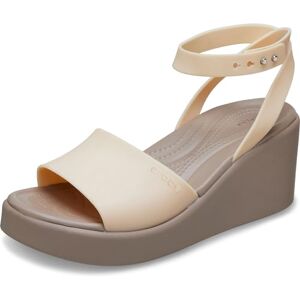 Crocs Women's Brooklyn Ankle Strap Wedge Sandal, Shitake, 4 UK