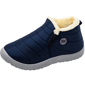 351 Boots For Women Low Heel Leather Men Snow Boots In Autumn And Winter Solid And Simple Cotton Shoes Fashionable And Comfortable Warm Slip On Light Womens Ladies Zip Up Buckle (01-Blue, 7)