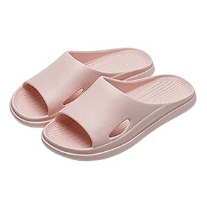Generic Casual Slippers Shoes For Women Girl 2024 Fashion Men And Women Slippers Bathroom Household Slippers Comfortable Non Slip Home Slippers Summer Beach Solid Color Flat Bottom Happy Slippers (Pink, 3.5)