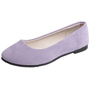 Generic Shoes For Women Women Girls Solid Big Size Slip On Flat Shallow Comfort Casual Single Shoes Business Casual Shoes For Women Wedges (Purple, 4)