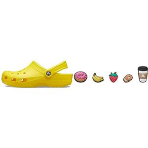 Crocs Classic Unisex Adults T-Bar Pumps, Yellow (Lemon), 4 UK Men/5 UK Women Shoe Charm 5-Pack Personalize with Jibbitz, Breakfast, One Size