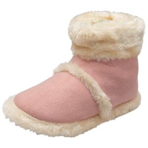 Dunlop Ladies Bootie Slippers Soft Warm Cosy Faux Fur Lined Sparkly Winter Ankle Boots (Pink/cream, Uk Footwear Size System, Adult, Women, Numeric Range, Medium, 7, 8)