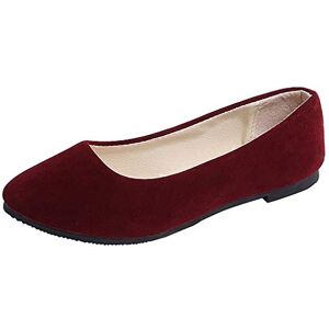 Generic Shoes For Women Women Girls Solid Big Size Slip On Flat Shallow Comfort Casual Single Shoes Business Casual Shoes For Women Wedges (Wine, 4.5)