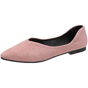 Generic Breathable Shoe Ladies Fashion Solid Color Pointed Toe Casual Shoes Shallow Flat Shoes Womens Casual Heels Shoes (Pink, 4.5)