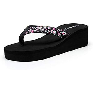 Vejtmcc Women'S Mules Printed Clogs Sandals Platform Comfortable Cork Beach Summer Shoes Comfort & Lightweight Flip Flops Flat Shoes Ergonomic Interchangeable Footbed With Soft Heel Pad, Black, 7 Uk