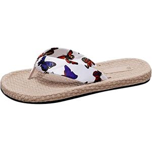 Generic Women Beach Summer Slippers Fashion Spring And Summer Wome Slippers Indoor And Outdoor Pattern Beach Flip Flops Heeled Flip Flops For Women (White, 4.5)