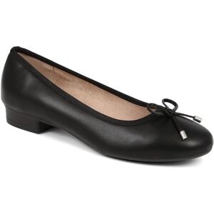 Pavers Women'S Classic Ballet Pumps In Black - Faux Leather Casual Shoes With Bow And Wide D/e Fit - Comfortable Ladies Footwear - Size Uk 4 / Eu 37