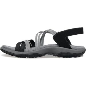 Skechers Women's Reggae Slim-Takes Two Flat Sandal, Black/Charcoal, 6 UK Wide