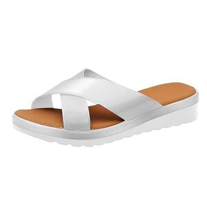 Generic Women'S Slide Slippers Width Comfy Platform Sandal Shoes Comfortable Ladies Shoes Summer Beach Travel Flip Flop (Silver, 3.5)