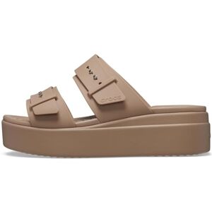 Crocs Women's Brooklyn Buckle Low Wedge Sandal, Latte, 5 UK