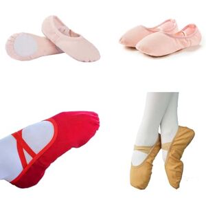 Zfunkq Ballet Shoes Girls Women Leather Ballet Dance Slippers Cotton Lining Full Sole Dance Flats Split Sole Yoga Shoes Camel 3.5 Uk