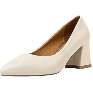 Generic Womens Court Shoes With Chunky Heels Perfect For Work Occasion Wear Or Evenings Out On The Town Stylish And Comfort Ladies Pointed Toe Shoes.. (Beige, 6.5)