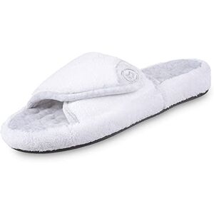 Totes Isotoner Womens 95006 Microterry Pillowstep Spa Slide White Size: 7.5-8