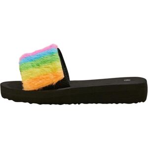 Vpqilh Women Rainbow Color Slides Uk Clearance Ladies Cute Casual Slippers Plush Sliders Flat Slide Open Toe Slipper Soft Sole Slides Non-Slip Slider Bathroom Shower Sandal Comfortable Lightweight Shoe