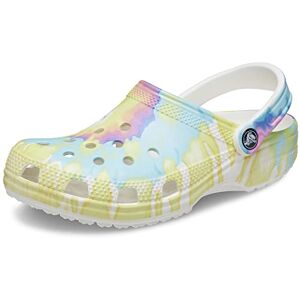 Crocs Unisex Classic Tie-dye Clogs, White Multi, 10 UK Men/ 11 UK Women