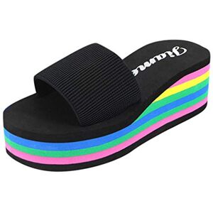 Generic Wedge High Heel Women'S Bath Fashion Sandals Shoes Platform Beach Slippers Women'S Slipper Womens And Slides Size 12 (Black, 4.5)