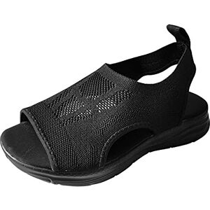 Generic Sandals Women'S Summer Shoes Women'S Elegant Slingback Muffin Soft Sole Summer Shoes Orthopaedic Shoes Mesh Wide Comfortable Shoes Summer Shoes Knitted Open Sandals, Black, 6 Uk