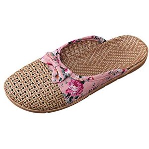 Generic Summer Slippers Linen - Closed Toe Summer Slippers Women Linen Slippers With Closed Toe Breathable Casual Slippers Clogs And Mules Slip On Sandals Indoor Outdoor Mule Clog Slippers Anti-Slip Slippers