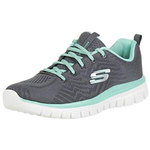 Skechers Women's 12615 GRACEFUL GET CONNECTED Sneaker, Charcoal Mesh / Green Trim, 7 UK