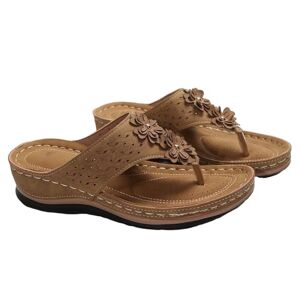 Uiflqxx Feet Slippers For Women Extra Wide Women'S Beach Slope Heel Slippers Hollow Casual Slippers Slope Bottom Shoes Retro Sandals (Brown, 6)