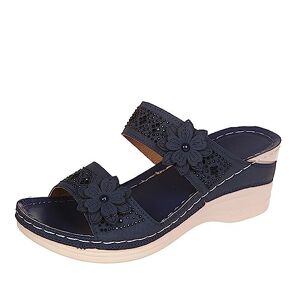 Hjbfvxv Women'S Slippers Slippers Women Shoes Retro Sandals Women Casual Sandals Slippers (Color : Navy Blue, Size : 35)