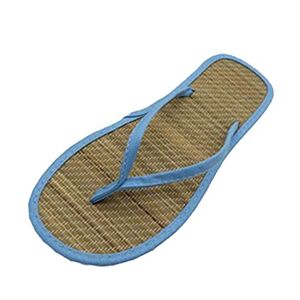 Generic Silent Flip Non-Slip Flat Flop Rattan Slippers Sandals Comfortable Women Women'S Slipper Personalized Flip Flops For Men (Blue, 6)