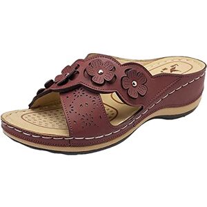 Generic Women'S Plus Size Sandals Fashion Flower Roman Slippers Sandals Women'S Open Toe Footbed Sandals Casual Sandals Womens Wedge Shoes Flat Sandal Summer Clogs Flat Slipper Roman Garden Walking Shoes