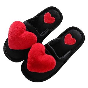 Generic Casual Slippers For Women Girl 2024 Fashion New Casual Long Plush Flat Bottom Women'S Slippers Ladies Home Slippers Clashing Color Fashion Ladies Slippers Crock Slippers For Women (Red, 5)