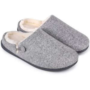 Shuda Helena Women'S Mule Felt Slippers (Grey) Memory Foam Footbed Faux Fur Lining Lightweight & Comfortable