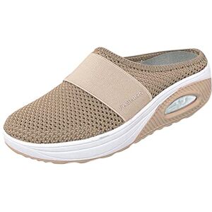 Generic Shoes Ballerina Women'S Black Comfort Walking Knit Casual Outdoor Orthopaedic Slip-On Air Shoes Walking Support Cushion With Arch Women Casual Shoes Women Waterproof Size 6, Khaki, 5 Uk